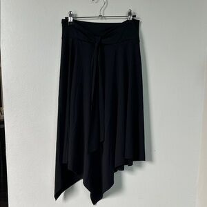 Young M Chic Asymmetrical Black Skirt midi handkerchief front tie classy flowy